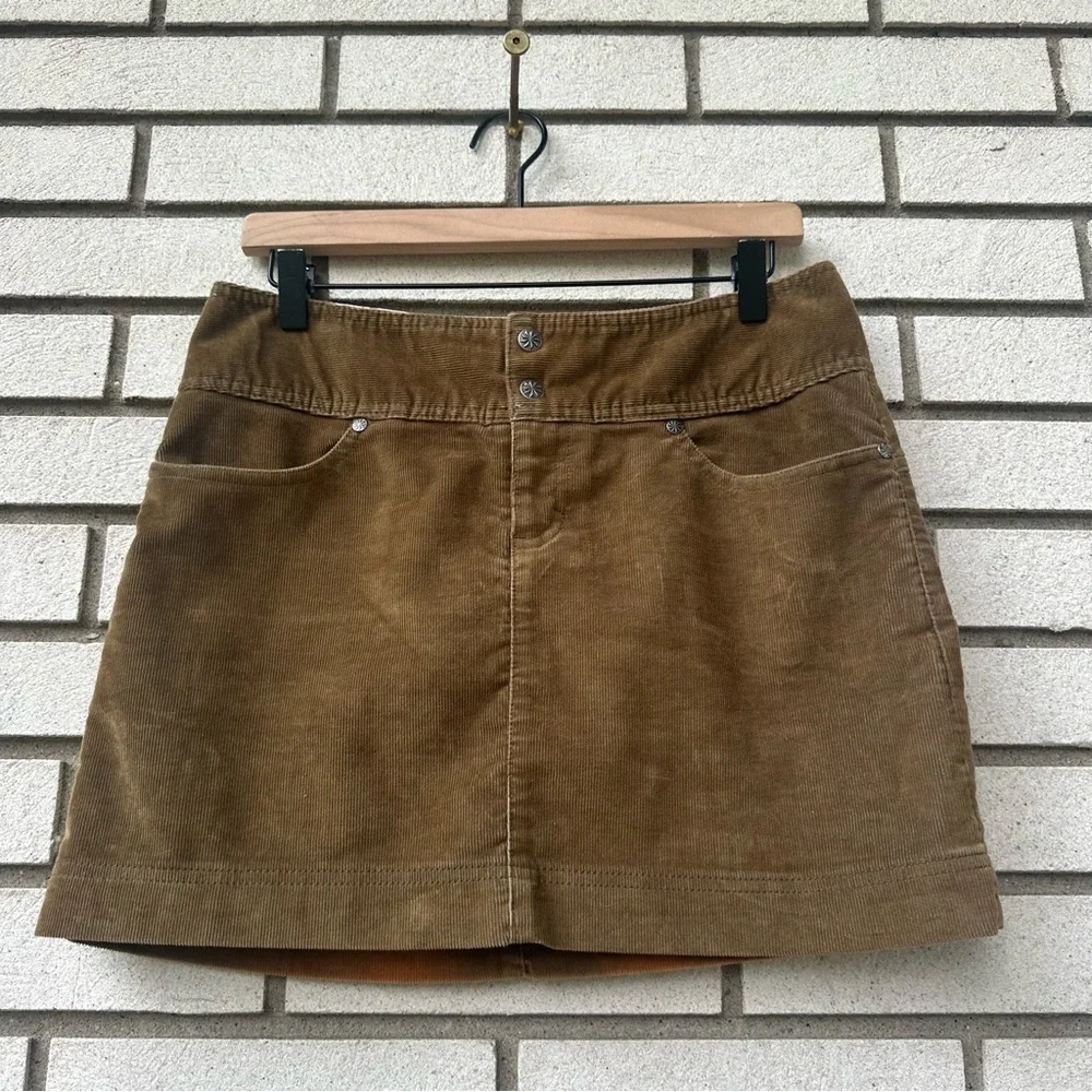 Athleta Ridge Corduroy Skirt Brown Olive Mini 6 Petite Pockets Utility Retro Y2K